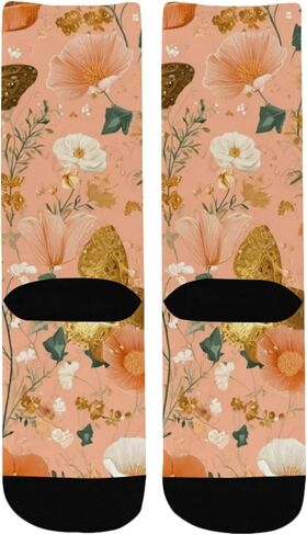 جوارب المشي لمسافات طويلة على شكل زهور الخوخ المرجاني - جوارب شتوية حرارية سميكة دافئة للأولاد والبنات للمدرسة، والارتداء اليومي والأنشطة الخارجية in Kuwait