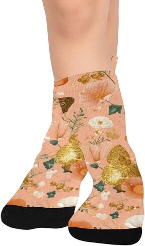 جوارب المشي لمسافات طويلة على شكل زهور الخوخ المرجاني - جوارب شتوية حرارية سميكة دافئة للأولاد والبنات للمدرسة، والارتداء اليومي والأنشطة الخارجية in Kuwait