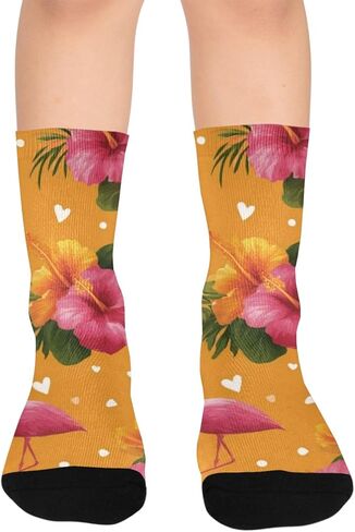 Tropical Flamingos Bloom Hiking Socks - Toddler Boys & Girls Warm Thick Thermal Winter Crew Socks for School, Daily Wear & Outdoor Activities in Saudi Arabia