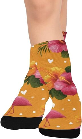 Tropical Flamingos Bloom Hiking Socks - Toddler Boys & Girls Warm Thick Thermal Winter Crew Socks for School, Daily Wear & Outdoor Activities in Saudi Arabia