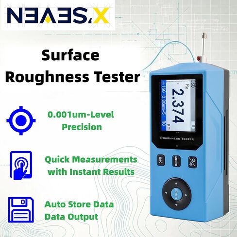 Surface Roughness Tester, Portable Digital Profilometer Ra Rz Rq Rt, 0.001µm Resolution, Data Output, X-Z Profile Curve, for Machined/Metal Parts Inspection in Kuwait
