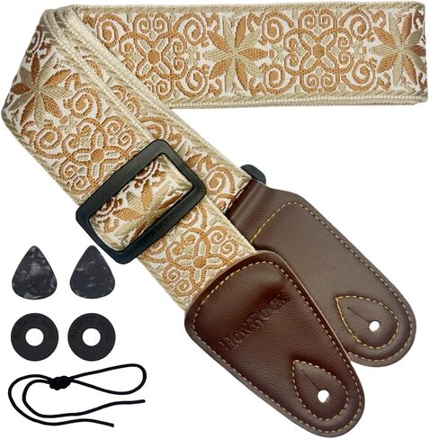 حزام الغيتار القيثارات الصوتية الكهربائية باس القيثارة الملحقات البني البرتقالي الأصفر سلسلة ميلارد اللون الجاكار التطريز القطن قابل للتعديل الرجعية الكتف الأشرطة حزام لعازفي الجيتار in Kuwait