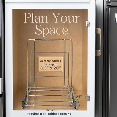 Pull-Out Trash Can for Cabinet -10 Gal / 40 qt – Heavy-Duty Chrome, Smooth Slide with Trash Bag Storage – Fits 11" Cabinet Opening (Bin Not Included) in Kuwait