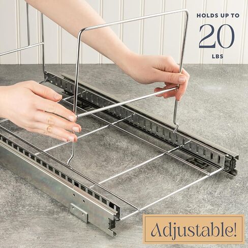 Pull-Out Trash Can for Cabinet -10 Gal / 40 qt – Heavy-Duty Chrome, Smooth Slide with Trash Bag Storage – Fits 11" Cabinet Opening (Bin Not Included) in Kuwait