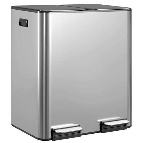 PayLessHere Stainless Steel Trash Can with Lid - Removable Inner Bucket, Foot Pedal, Soft Close for Office, Home, Kitchen (Red, 13 G) in Kuwait