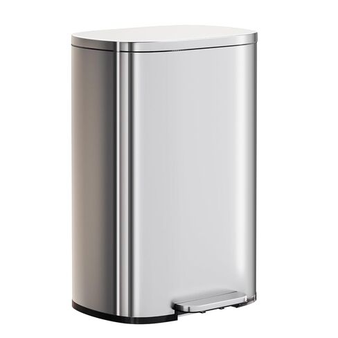 PayLessHere Stainless Steel Trash Can with Lid - Removable Inner Bucket, Foot Pedal, Soft Close for Office, Home, Kitchen (Red, 13 G) in Kuwait