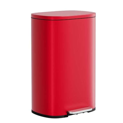 PayLessHere Stainless Steel Trash Can with Lid - Removable Inner Bucket, Foot Pedal, Soft Close for Office, Home, Kitchen (Red, 13 G) in Kuwait