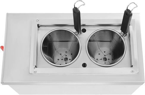 Commercial Pasta Cooker with 2 Noodle Filter, 9L Electric Noodles Pasta Boiler, 2.5KW Multifunctional Pasta Warmer Noodles Cooker, 50-110℃ for Spaghetti Ramen, Noodles and Vegetables in Saudi Arabia