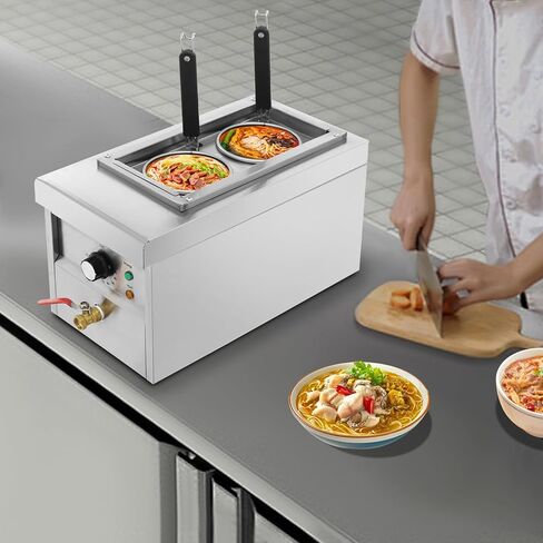 Commercial Pasta Cooker with 2 Noodle Filter, 9L Electric Noodles Pasta Boiler, 2.5KW Multifunctional Pasta Warmer Noodles Cooker, 50-110℃ for Spaghetti Ramen, Noodles and Vegetables in Saudi Arabia
