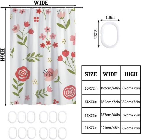 ستائر حمام من القماش بتصميم أوراق البولكا المنقطة مع خطافات، ستارة دش صيفية مقاومة للماء ريفية، قماش قابل للغسل للعطلات في منتصف القرن ستائر حديثة لديكور العطلات بوهو 60 × 72 بوصة in Kuwait