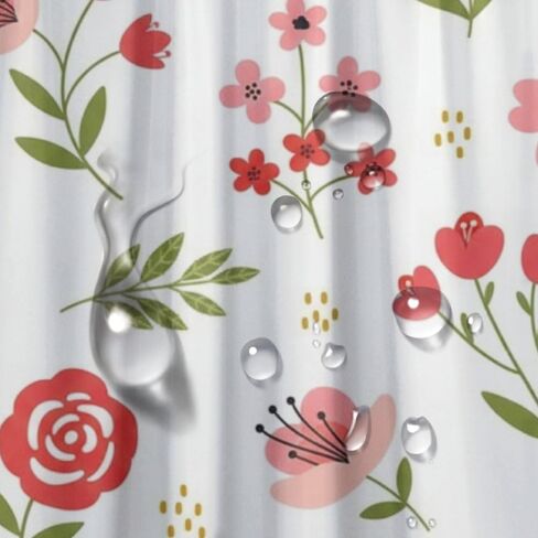 ستائر حمام من القماش بتصميم أوراق البولكا المنقطة مع خطافات، ستارة دش صيفية مقاومة للماء ريفية، قماش قابل للغسل للعطلات في منتصف القرن ستائر حديثة لديكور العطلات بوهو 60 × 72 بوصة in Kuwait