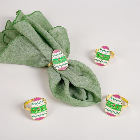 مجموعة حلقات مناديل بيض عيد الفصح مكونة من 6 قطع، حلقة حامل مناديل معدنية للربيع، وحفلات العشاء، والولائم، والمناديل، وأعياد الميلاد، وديكور الطاولة (بيض عيد الفصح) in Kuwait