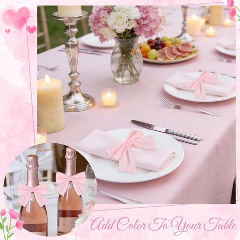 24 Pcs Pink Bow Napkin Rings,Velvet Napkin Ring Buckle Holders for Holiday Serviette,Wedding Napkin Rings,Birthday Anniversary Party Dinner Valentines Day Wedding Dining Tableware Decor in Saudi Arabia