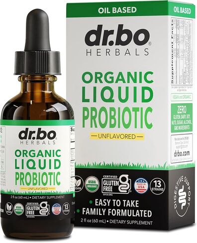 Organic Liquid Probiotic Drops Supplement - Organic Probiotics for Kids, Women & Men, Digestive Gut Health - Vegan Acidophilus Probiotics, Kid Flora Toddler Liquid Probiotic for Kids, Womens, Men 2 Oz in Saudi Arabia