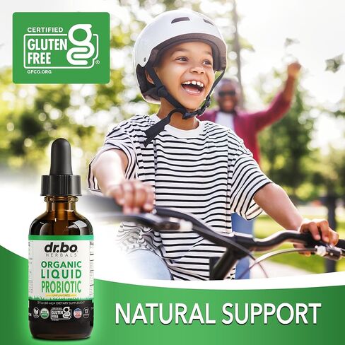 Organic Liquid Probiotic Drops Supplement - Organic Probiotics for Kids, Women & Men, Digestive Gut Health - Vegan Acidophilus Probiotics, Kid Flora Toddler Liquid Probiotic for Kids, Womens, Men 2 Oz in Saudi Arabia