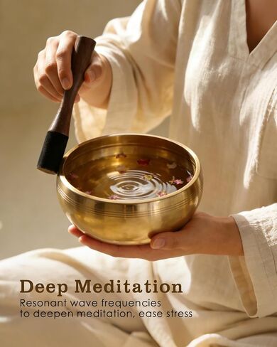 2-Pack Tibetan Singing Bowls Set - 100% Handmade in Nepal, Sound Bowl Meditation Set for Yoga, Chakra Healing, Meditation Gifts, Unique Gifts for Women in Kuwait