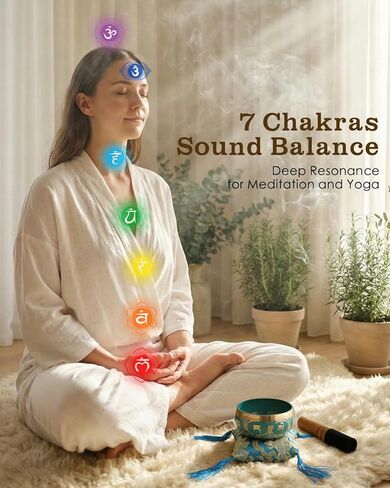 2-Pack Tibetan Singing Bowls Set - 100% Handmade in Nepal, Sound Bowl Meditation Set for Yoga, Chakra Healing, Meditation Gifts, Unique Gifts for Women in Kuwait