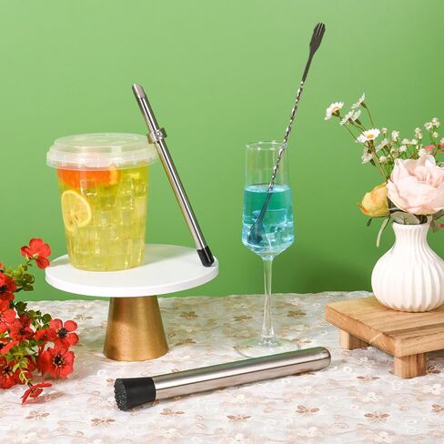 مجموعة من 5 قطع من خرامة المصاصة، مجموعة لوازم حامل عصير الليمون مع أداة ثقب المصاصة للأغطية البلاستيكية، وخلاط لعصير الليمون والكوكتيل، وأكواب عصير الليمون القابلة لإعادة الاستخدام. in Kuwait