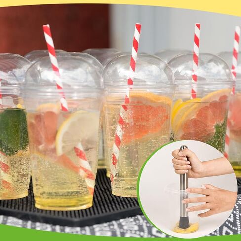 مجموعة من 5 قطع من خرامة المصاصة، مجموعة لوازم حامل عصير الليمون مع أداة ثقب المصاصة للأغطية البلاستيكية، وخلاط لعصير الليمون والكوكتيل، وأكواب عصير الليمون القابلة لإعادة الاستخدام. in Kuwait