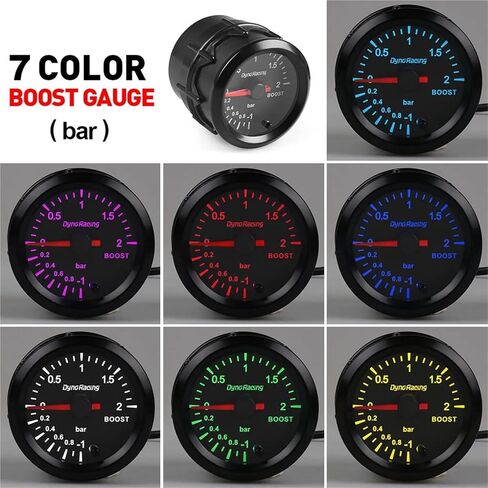 2" 52mm 7 Colors LED Car Auto 2BAR Boost Gauge Meter High Speed Stepper Motor with Sensor BX101487 in Saudi Arabia