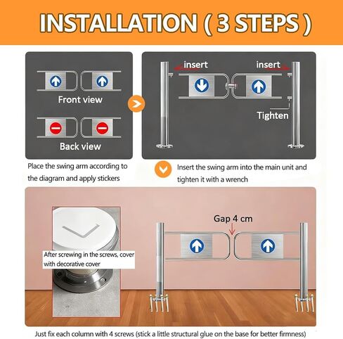 حاجز بوابة التأرجح التلقائي - باب التحكم في الوصول من الفولاذ المقاوم للصدأ بزاوية 90 درجة لمحلات السوبر ماركت والمتاجر والمكتبات والمستودعات - حل معزز للأمان والكفاءة in Kuwait