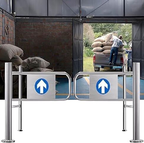 Automatic Closing Stainless Steel Supermarket Swing Gate, 59in Safety Gate with Guardrail, Ideal for Import Export Use, Durable and Secure Access Solution in Saudi Arabia
