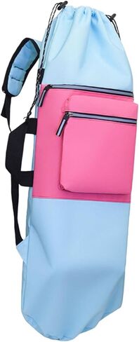 حقيبة ظهر لوح التزلج مع أشرطة قابلة للتعديل، حقيبة حمل طويلة متعددة الاستخدامات، إغلاق برباط للسفر والأنشطة الخارجية. in Kuwait