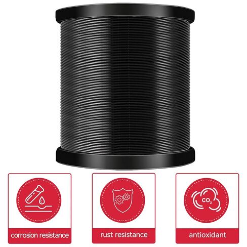 Black 304 Stainless Steel Vinyl Coated Wire Rope 1/16 Inch Overmolded to 3/32 Inch Outdoor Light Guide Wire 2000FT with Cutter in Saudi Arabia