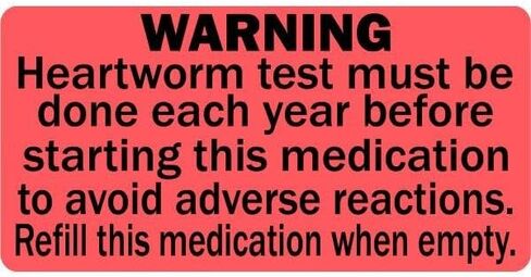 Heartworm Test Warning with Refill Veterinary Labels - 2" x 1", 500 Labels/Roll, Red | Refill Warning - Apply to Medication Bottles, Charts & Records | LabelValue Brand in Saudi Arabia