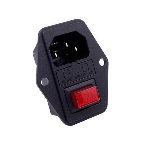 Red Button Socket AC Power Socket with mounting Hole Switch Insurance 15A Switch pin Socket(Socket+3 * 0.75 * 1.5m Power Cord) in Kuwait