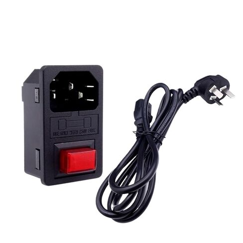 مفتاح زر ضغط أحمر، مقبس طاقة تيار متردد 15 أمبير مع مفتاح تأمين 3 النواة (مقبس 3 * 0.75 * 1.5 متر سلك طاقة) in Kuwait