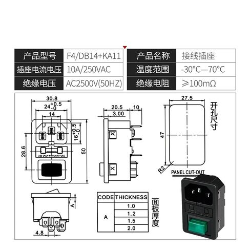 Red Push Button Switch AC Power Socket 15A with Switch Insurance 3-core Switch(Socket 3 * 0.75 * 1.5m Power Cord) in Saudi Arabia