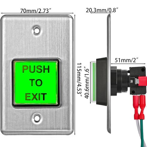 Stainless Steel Push to Exit Button with LED Indicator, NO/NC Press Emergency Exit Switch for Access Control Systems in Kuwait