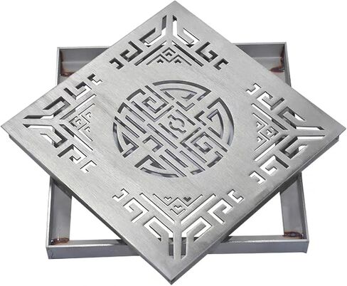 Heavy Duty Square Drain Cover - Customizable Metal Grate for Outdoor Use, Quick Drainage, Debris Blocker, Removable 20cm x 20cm (7.87" x 7.87") Garden Sewer Solution in Saudi Arabia