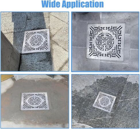 Heavy Duty Quick Drain Sewer Cover - Customizable Square Metal Grate for Garden, Blocks Debris, Removable Outdoor Drainage Solution (10cm x 10cm / 4"x4") in Kuwait
