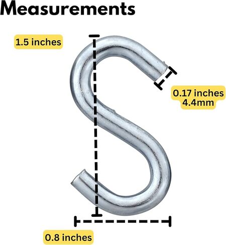 Harrier Hardware #7 x 1.5-Inch Zinc-Plated Steel S-Hooks, 36-Count, 60-Pound Capacity in Kuwait