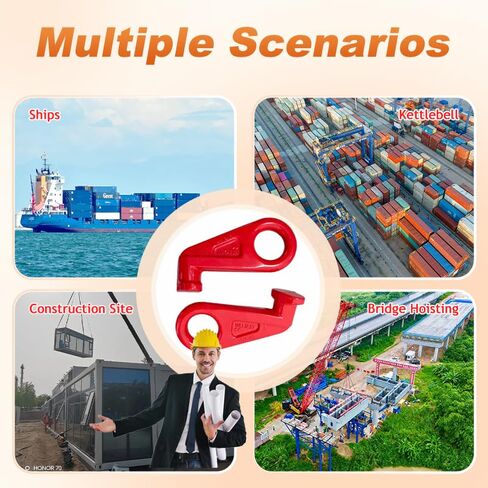خطافات رفع حاويات الشحن 12.5T، عبوتان بوزن 27,500 رطل، خطافات رفع حاويات شديدة التحمل تستخدم للرفع والتزوير والسحب والاسترداد 【12.5T* عبوتان】 in Kuwait