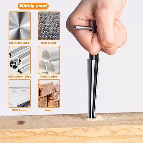 قطعتان من مخرطة دبوس الجسر، مجموعة مخرطة مستدقة بمقبض على شكل حرف T للجيتار، 6 مقبض ثقب دبوس جسر الجيتار المدبب 3-13 مم (1/8 بوصة - 1/2 بوصة) و5-16 مم in Kuwait