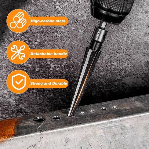 قطعتان من مخرطة دبوس الجسر، مجموعة مخرطة مستدقة بمقبض على شكل حرف T للجيتار، 6 مقبض ثقب دبوس جسر الجيتار المدبب 3-13 مم (1/8 بوصة - 1/2 بوصة) و5-16 مم in Kuwait