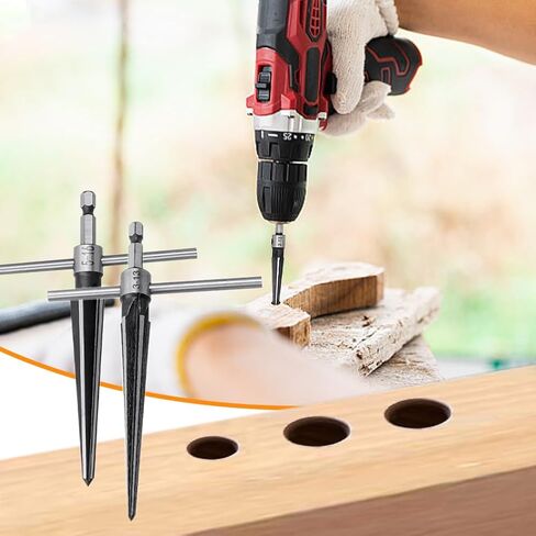 قطعتان من مخرطة دبوس الجسر، مجموعة مخرطة مستدقة بمقبض على شكل حرف T للجيتار، 6 مقبض ثقب دبوس جسر الجيتار المدبب 3-13 مم (1/8 بوصة - 1/2 بوصة) و5-16 مم in Kuwait