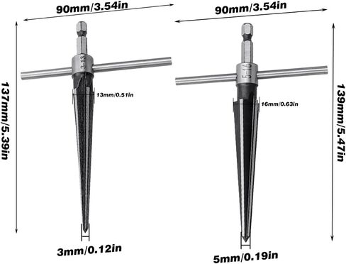 قطعتان من مخرطة دبوس الجسر، مجموعة مخرطة مستدقة بمقبض على شكل حرف T للجيتار، 6 مقبض ثقب دبوس جسر الجيتار المدبب 3-13 مم (1/8 بوصة - 1/2 بوصة) و5-16 مم in Kuwait