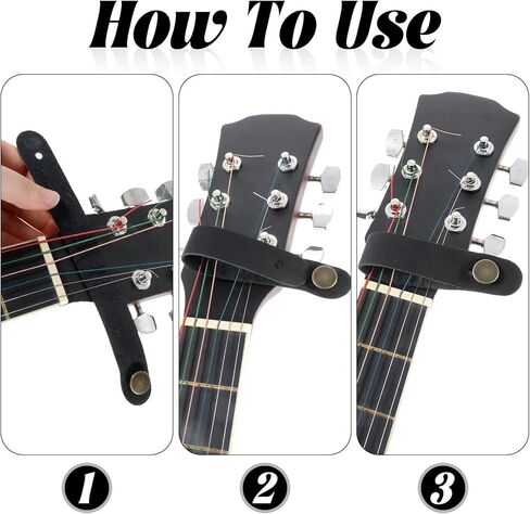 6 عبوات من أشرطة الجيتار الجلدية ذات الأزرار، قفل أشرطة الجيتار، حامل حزام الجيتار، أشرطة رقبة الجيتار، ربطة رأس غراب الرأس، أسود in Kuwait