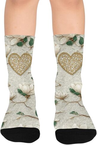 جوارب ماغنوليا بيضاء على شكل قلب للمشي لمسافات طويلة - جوارب شتوية حرارية سميكة دافئة للأطفال الصغار للأولاد والبنات للمدرسة، والارتداء اليومي والأنشطة الخارجية in Kuwait