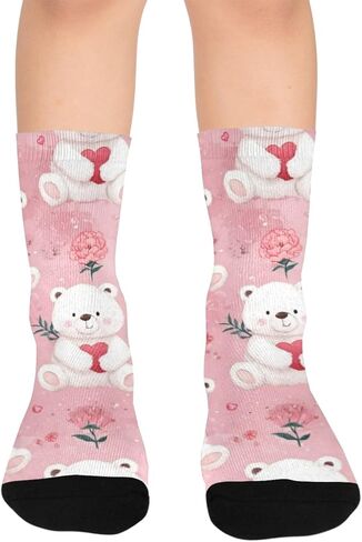 جوارب Teddy Peony Love للمشي لمسافات طويلة - جوارب شتوية حرارية سميكة دافئة للأولاد والبنات للمدرسة، والارتداء اليومي والأنشطة الخارجية in Kuwait