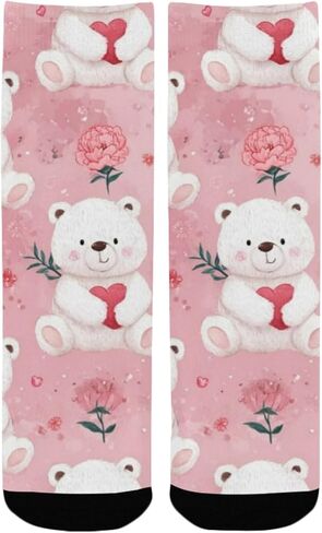 جوارب Teddy Peony Love للمشي لمسافات طويلة - جوارب شتوية حرارية سميكة دافئة للأولاد والبنات للمدرسة، والارتداء اليومي والأنشطة الخارجية in Kuwait