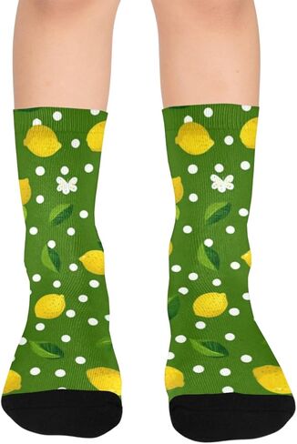 Lemon Butterfly Print Hiking Socks - Toddler Boys & Girls Warm Thick Thermal Winter Crew Socks for School, Daily Wear & Outdoor Activities in Saudi Arabia