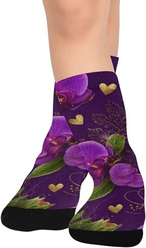 جوارب أوركيد ذهبية على شكل قلب للمشي لمسافات طويلة - جوارب شتوية حرارية سميكة دافئة للأطفال الصغار للأولاد والبنات للمدرسة، والارتداء اليومي والأنشطة الخارجية in Kuwait