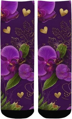 جوارب أوركيد ذهبية على شكل قلب للمشي لمسافات طويلة - جوارب شتوية حرارية سميكة دافئة للأطفال الصغار للأولاد والبنات للمدرسة، والارتداء اليومي والأنشطة الخارجية in Kuwait