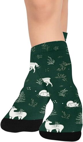 جوارب Woodland Creatures Green للمشي لمسافات طويلة - جوارب شتوية حرارية سميكة دافئة للأولاد والبنات الصغار للمدرسة، والارتداء اليومي والأنشطة الخارجية in Kuwait