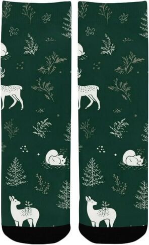 جوارب Woodland Creatures Green للمشي لمسافات طويلة - جوارب شتوية حرارية سميكة دافئة للأولاد والبنات الصغار للمدرسة، والارتداء اليومي والأنشطة الخارجية in Kuwait